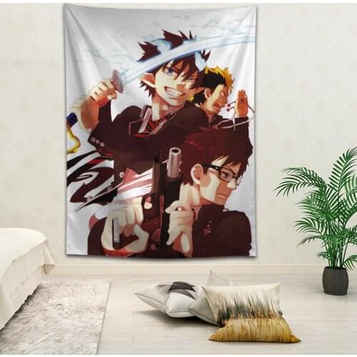 Hot Sale Custom Anime Blue Exorcist Printed Tapestry Background Decorative Tapestry Various Sizes Wall Hanging Decor