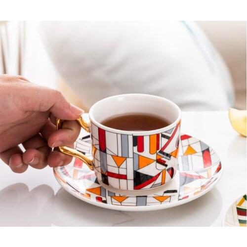 Nordic Style Bone China Coffee Cup Saucer Spoon Set 200ml British Cafe Porcelain Tea Cup Advanced Ceramic Teacup