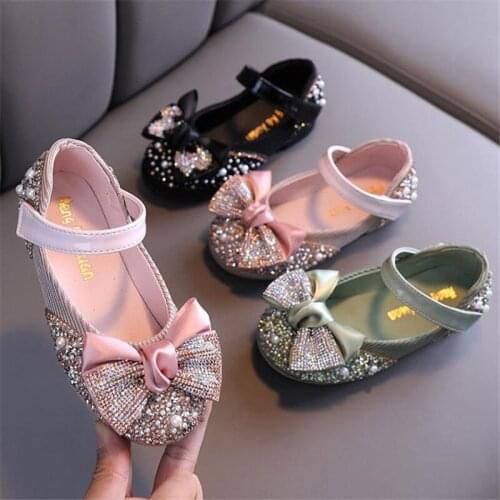 2021 girls single shoes the spring and autumn period and the new leisure small colorful bowknot ZhongTong shoes shoe show