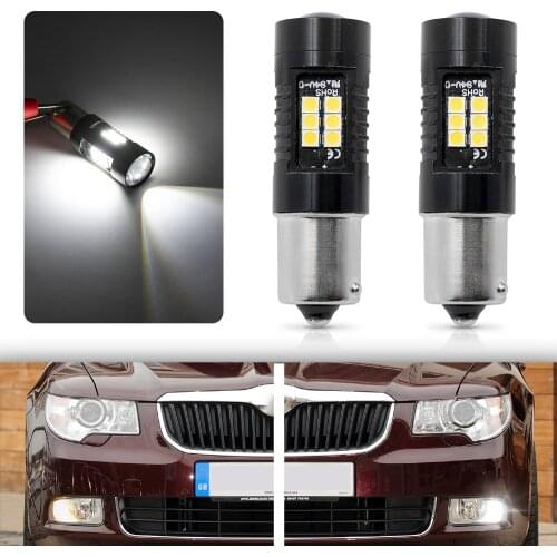 2Pc White Canbus P21W 1156 BA15S LED Light Bulb 2008-2013 Škoda Superb II B6 3T pre-facelift LED DRL Daytime Running Light