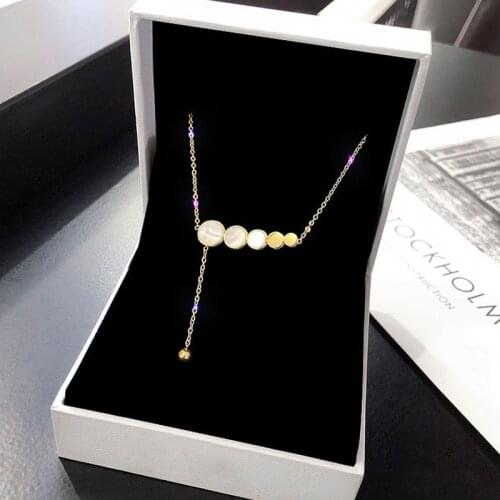 Fashion Korean Style Shell Round Choker Necklace For Women Vintage Gold Color Thin Chains Collares Titanium Steel Jewelry C369