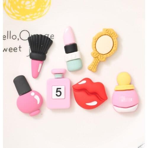20pcs Simitation Fashion Women Resin Mirror Make up Lipsticker Brush Perfume Cameo Cabochons Flatback Colorful Accessories