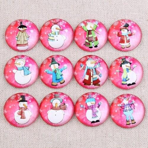 Onwear mix christmas snowman photo round glass cabochon 20mm 25mm 12mm diy jewelry findings for pendant necklace making