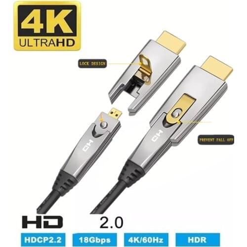 Optical Cable HDMI-compatible 2.0 A to D type Single Head Pullable 4K@60Hz 18Gbs HDR 4:4:4 For HDTV Projector Set-Top Box