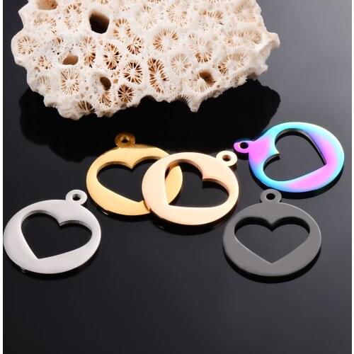 10pcs Stainless Steel Heart Dog Tag Pendant Necklace Round Dog ID Tags Jewelry Accessories Pet ID Tag Charm 5 Colors Wholesale