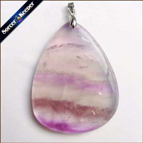 Wholesale Genuine Natural Rainbow Fluorite Crystal Stones Reiki Healing Women Necklaces Pendant Beads Jewelry Craft Making QS642