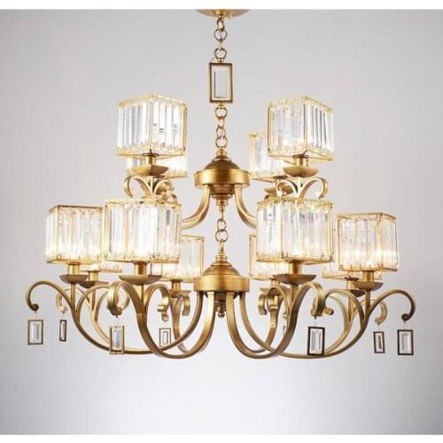 Hotel foyer Chandelier Lighting gold crystal chandelier Dining Room E14 Led Chandeliers Lustre De Cristal Chandeliers Ceiling