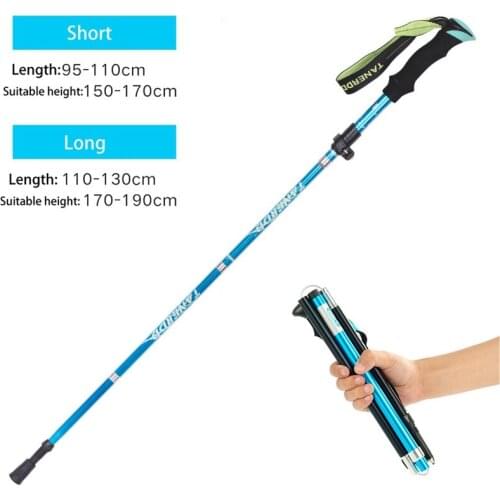 Camping Tent Bracket Folding Trekking Poles Nordic Hiking Nature Hike Antishock Adjust 5-Section Aluminum Alloy Alpenstock