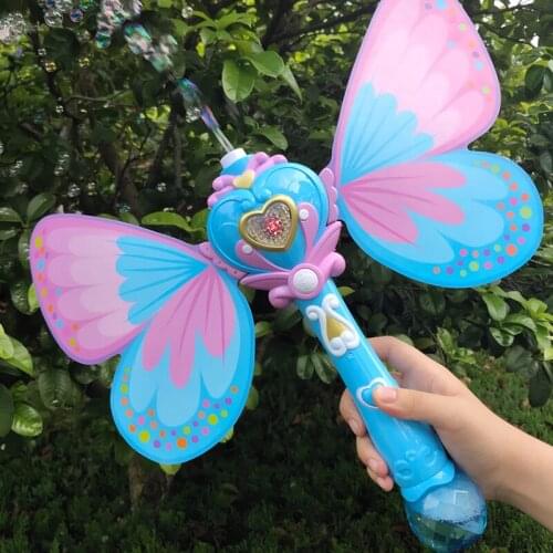 Butterfly Bubble Gun Water Girl Magic Wand Electric Power Bubble Machine Automatic Soap Light Music Kids Outdoor Toy Gifts