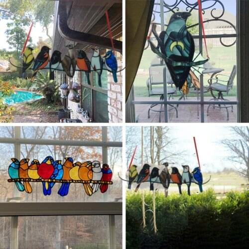 Pendant Mini Stained Bird Glass Window Hangings Acrylic Wall Hanging Colored Birds Decor Room Accessories Decor Mot Pendant