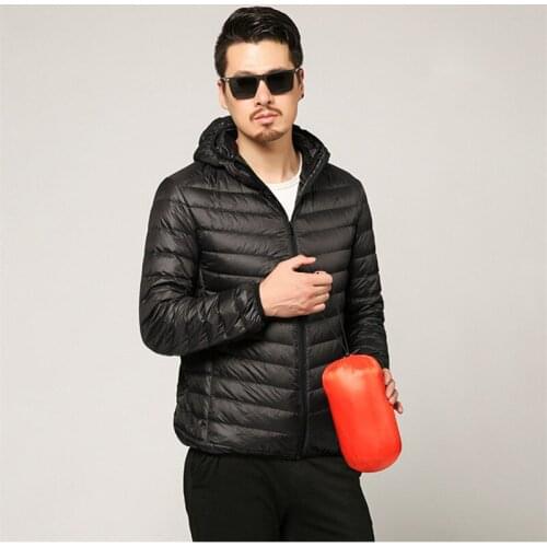 Casual Simple Zipper Windproof Waterproof Coats 7 Color High Quality Mens Winter Warm Ultralight Hooded Down Jacket Classic