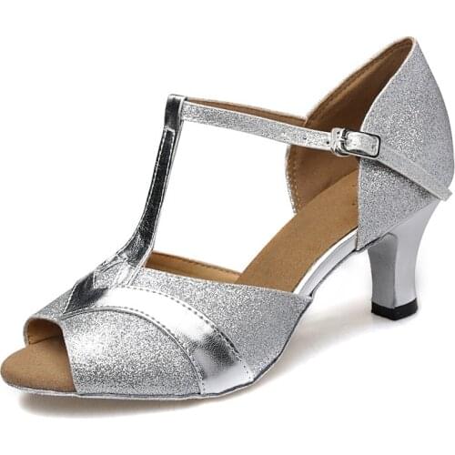 Practice Dance Shoes Women Latin Salsa Shoes Low heel Latin Ballroom Dance Shoes Women Club Party Shoes for Girls T-bar Shoes
