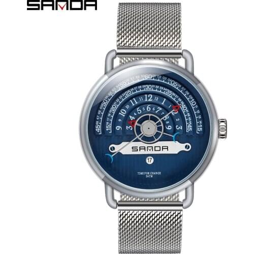 SANDA New Fashion Simple Waterproof Trend Personality Create Convenient Easy To Read Mens Quartz Watch