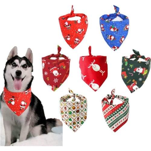 Pet Neckerchief Cat Dog Accessories Christmas Scarf Printing Bandana Bibs Scarf Collar Pet Saliva Breathable Towel