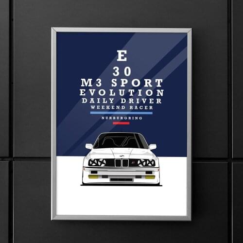 E30 M3 Sport Evolution Poster Vintage Classic Racing Car Print On Canvas Painting Home Decor Wall Art Picture For Living Room