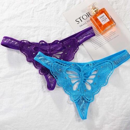 Newest Women Lace Thongs G-string Tangas Sexy Hollow Out Butterfly Embroidery Panties Lingerie Lady Underwear T-back