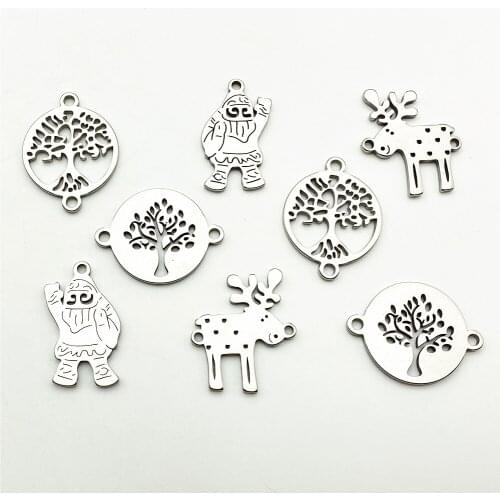 Fashion Jewelry Diy Part 5pcs Trendy Christmas Types Tree Snowflake Flower Pendant For Jewelry Necklace Making Diy Findings