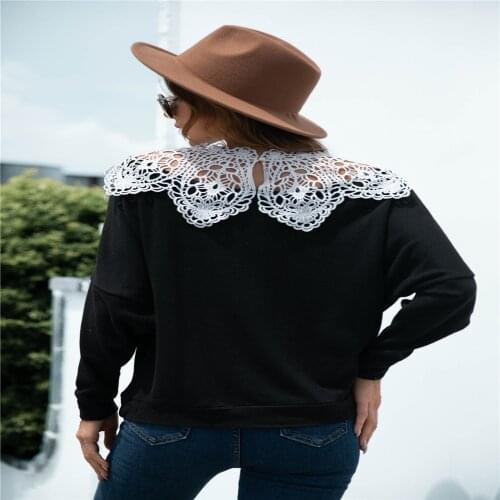 Womens Top Autumn Hollow Out Lace T-Shirts O-Neck Long Sleeve T Shirts Womens Clothing 2021 Casual Y2K Ropa Mujer Kawaii Tops
