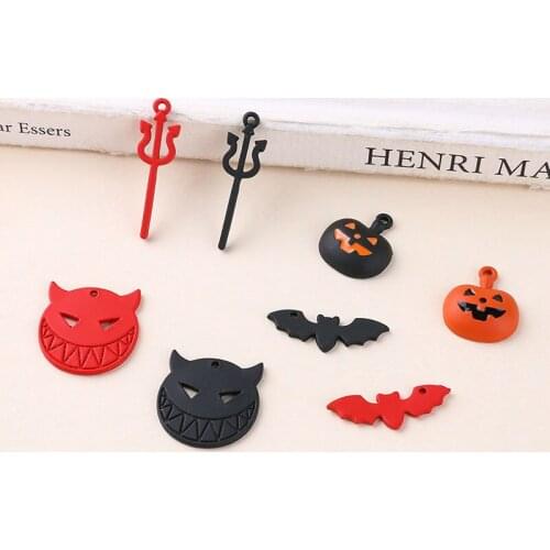 10pcs/lot Halloween series grimace pumpkin bat Enamel Rubber paint Charms For Jewelry Making Bracelet DIY Pendant Finding XL847