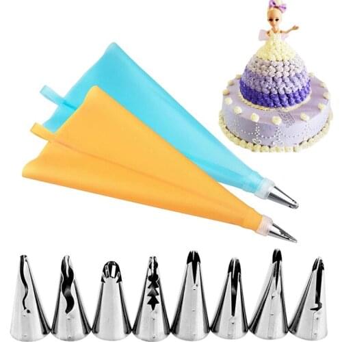 10Pcs Baby Dress Nozzles With Pastry Bag Converter Confectionery Cake Pastry Sleeve Icing Piping Nozzles Tips DIY Kitchen Bakery