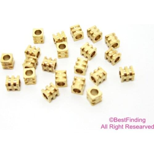 200pcs Brass beads 3.2x3mm Brass Square spacer beads Raw brass findings -R074
