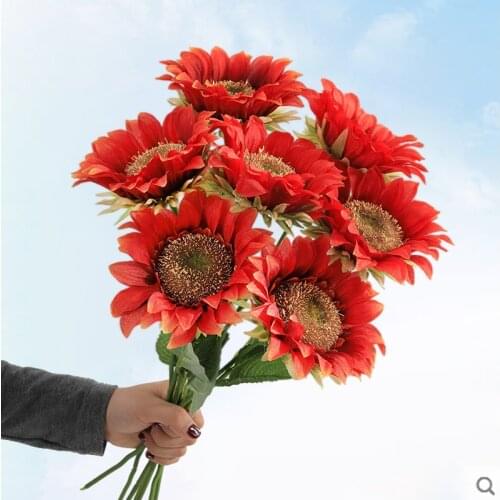 7Pcs Branch Sunflower Gerbera silk Artificiales Flower Thanksgiving Wedding Party flowers home decoration christmas