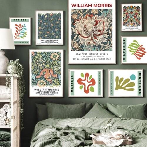 Matisse Coral Leaf William Morris Flower Abstract Wall Art Canvas Painting Nordic Posters Prints Wall Pictures Living Room Decor