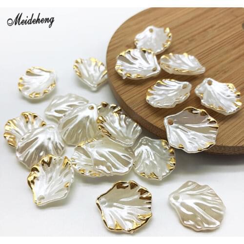 Acrylic Big Hole Cabbage Leaf Shell Craft Beads Hair Decoration Pearlescent Golden Side Jewelry Ornament Earrings DIY Beads