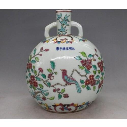 Antique MingDynasty porcelain vase,Pastel flowers bottle,hand painted crafts /collection & adornment,Free shipping