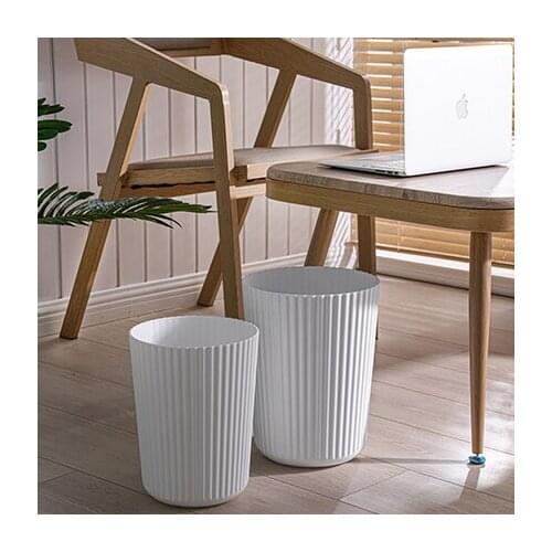 Nordic White Trash Can Round Plastic Bedroom Cute Simple Creative Trash Can Kitchen Office Cubo Basura Household Products DG50WB