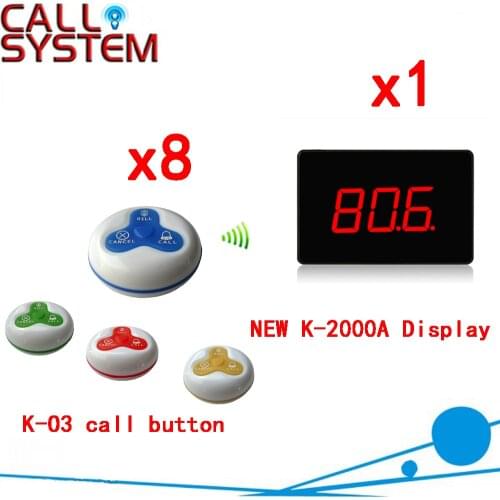 Wireless Service Pager System New Arrival Display K-2000A With 100% Waterproof Call Button Bell 3keys( 1 display+8 call button )