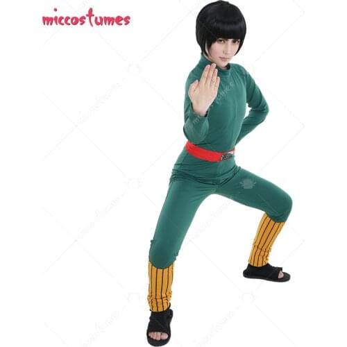 Rock Lee Cosplay Costume Green Bodysuit Halloween Costumes for Men