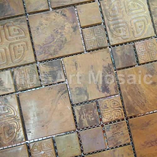 Big square Copper mosaic tile in bronze brushed for kitchen wall backsplash decoration A6YB120