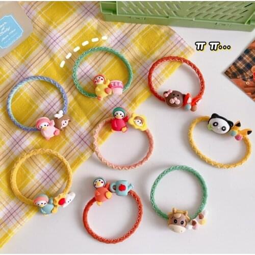 1 Piece New Japanese Ins Duck Cartoon New Womens Hair Band Elastic Macaron Color Hair Band Seamless Decoration
