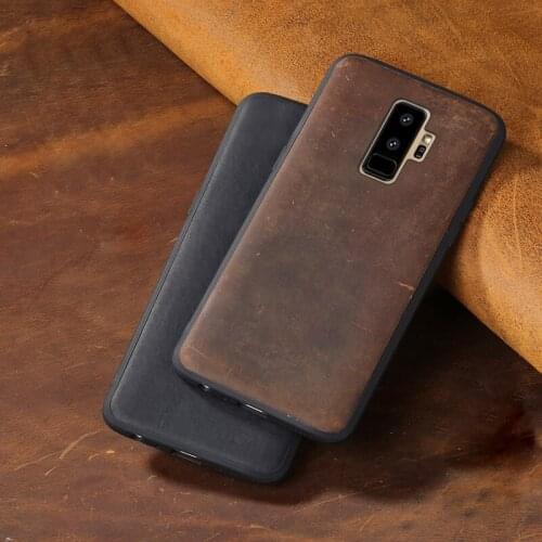 Genuine leather Phone case For Samsung S7 S8 S9 Plus Note 8 9 case Crazy Horse Skin Cover For A3 A5 A7 A8 J5 J7 2017 cases