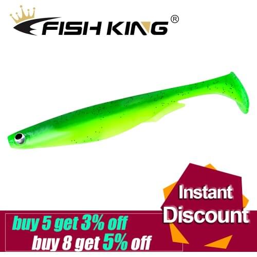 FISH KING 5pcs/pack Spark Shad Soft Lure Fishing Lure 101mm/10g 130mm/20g Wobblers Shad Tail Silicone Bait Freshwater For Bass