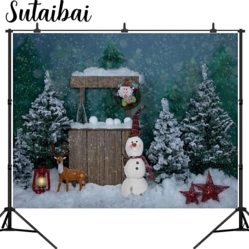 Christmas Winter Snow Night Backdrop Santa Reindeer Background Trees Photo Studio Props New Year Wallpaper Family Party Decor