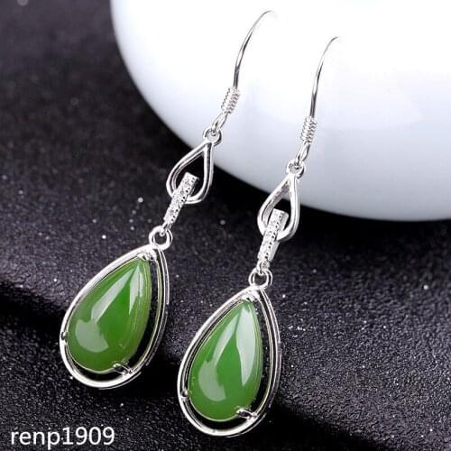 KJJEAXCMY boutique jewelry S925 sterling silver jewelry drop womens Hetian jasper earrings