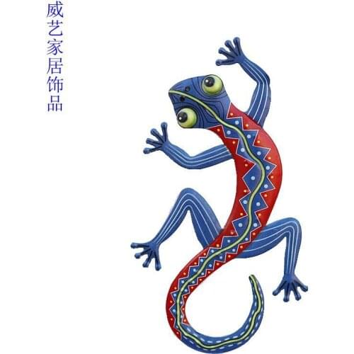 Wrought Iron Three-dimensional Gecko Lizard Home Wall Hang Biology Teach Specimens DIY Room Bar Restaurant Decor Crafts Pendant