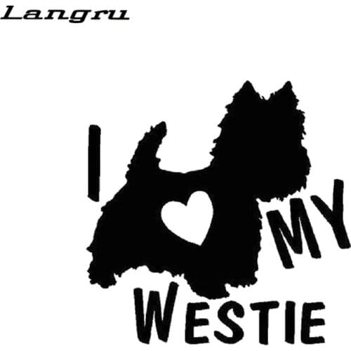 Langru 14cm*13.8cm I Love My Westie Terrier Dogs Vinyl Car Decals Stickers Accessories Jdm