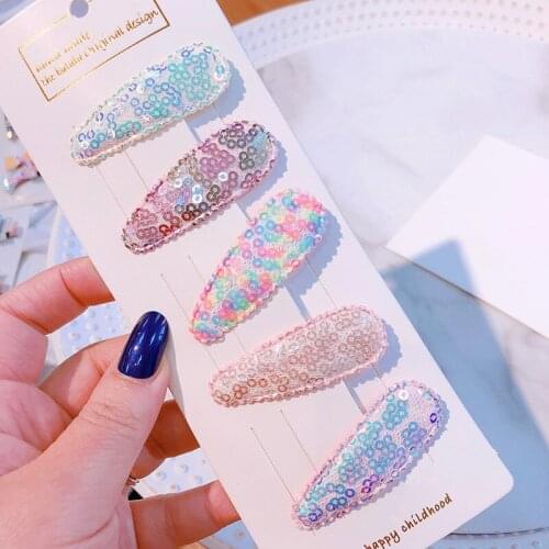 Fashion Laser Sequins Hair Ornament Geometry Hair Jewelry Ladies Bow Hair Clips Accessories New Cute Hairpins For Women Girls