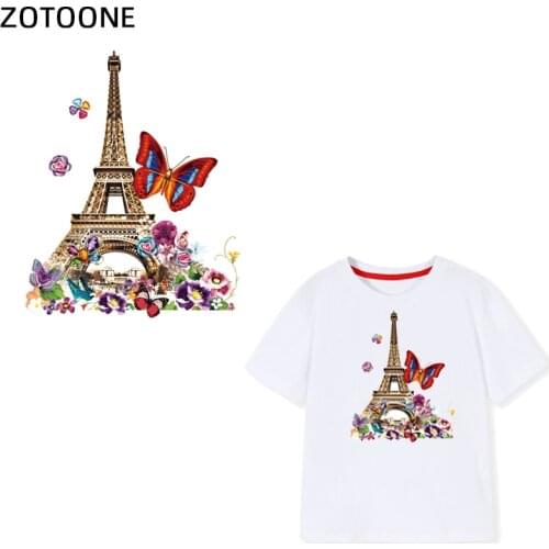 Fashion Iron Tower Butterfly Patch Iron on Transfer Patches for Clothing Stickers on Clothes for T-shirt Heat Transfers Applique