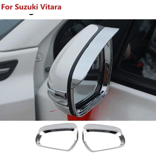 For Suzuki Vitara 2016 2017 sticks rear Rearview Side glass Mirror trim frame Rain Shield Sun Visor Shade ABS Round 2pcs