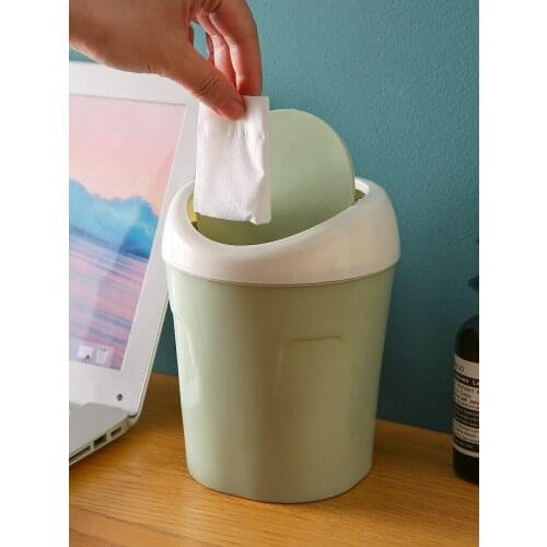 Desktop Dustbin Household Living Room Plastic Small Covered Mini Table With Creative Cover Garbage Can On The Table