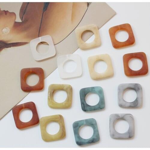 New style 50pcs/lot 25mm matte color print geometry square shape resin beads diy jewelry earring/garment accessory