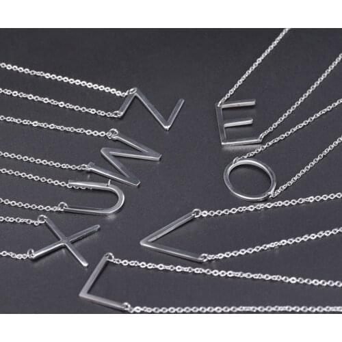 Stainless Steel Large Initial Alphabet A-Z Pendant Necklaces Letter Name Clavicle chain For Women Party Gift Jewelry Wholesale
