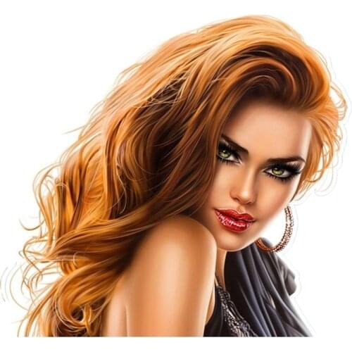 Personalized Charm Curls Blond Hair Girl Car Racing Helmet Sticker PVC Coloful Decals Motorcycle Accessories Sticker