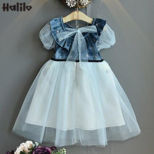 Halilo Princess Girls Tutu Dress Mesh Patchwork Summer Children Clothing Birthday Party Toddler Girl Dresses