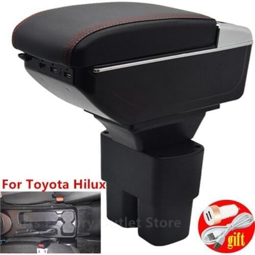 Armrest Box For Toyota Hilux Duel Comfort Storage Black Leather Content Ash Tray Central Console Cup Holder Car Styling