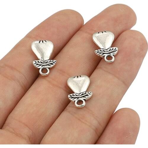 20Pcs Peach Heart Charms 9*15mm Antique Silver Color Pendant For Bracelet Accessories DIY Findings Jewelry Making Craft